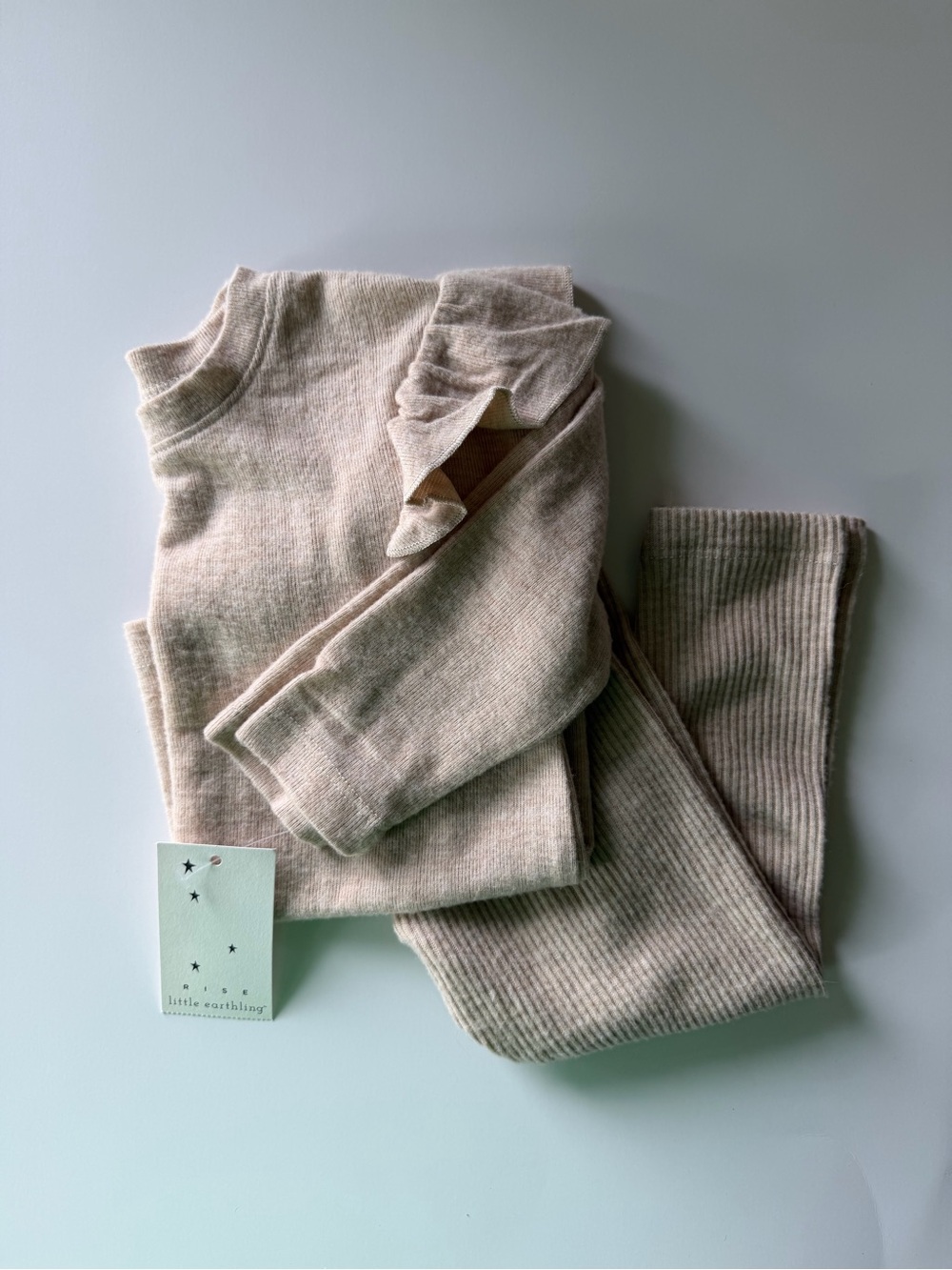 Little Earthlings Cream Ribbed Set - 18-24mo